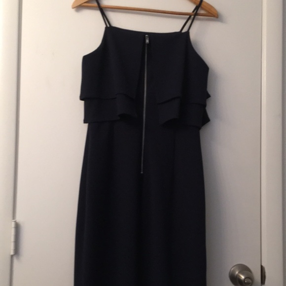 Maggy London Navy Blue Ruffle Strappy Midi Formal Dress 4 - Picture 6 of 7
